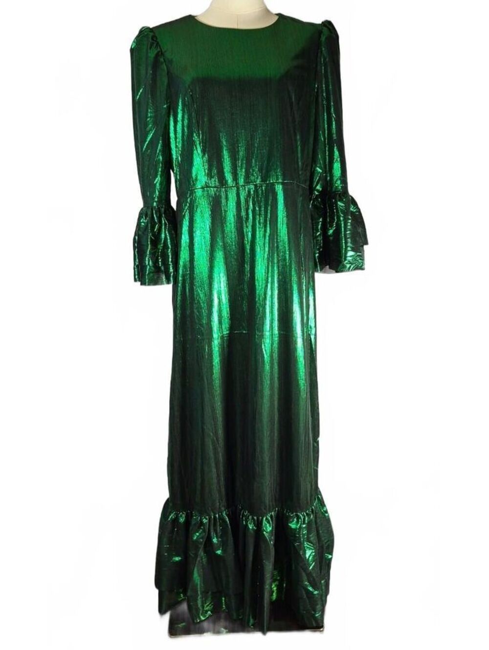NWT Pomander Place Tuckernuck Metallic Green Maxi Dress XL